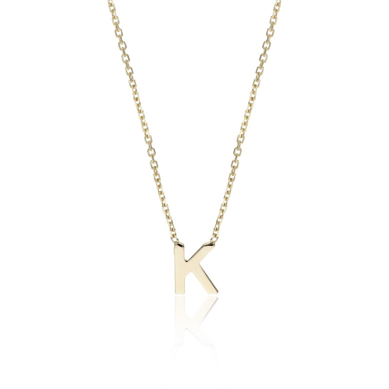 9ct Yellow Gold 'K' Letter Necklace