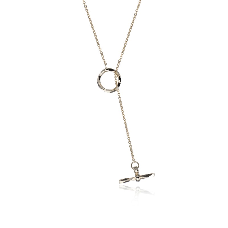 9ct Yellow Gold Lariat T-Bar Necklet