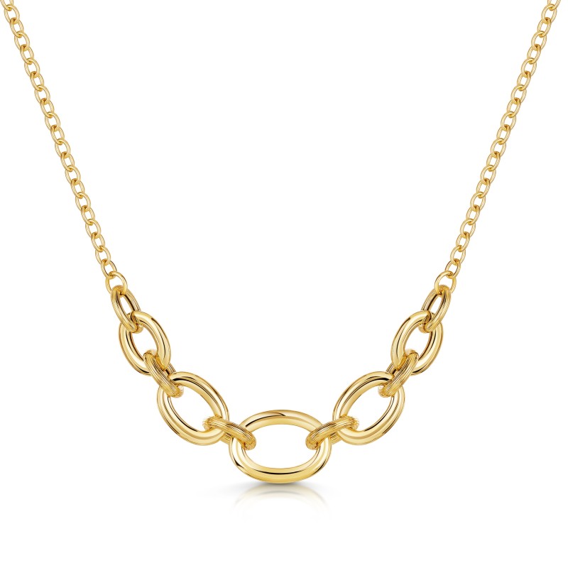 9ct Yellow Gold Fancy Curb Link Centre Necklace