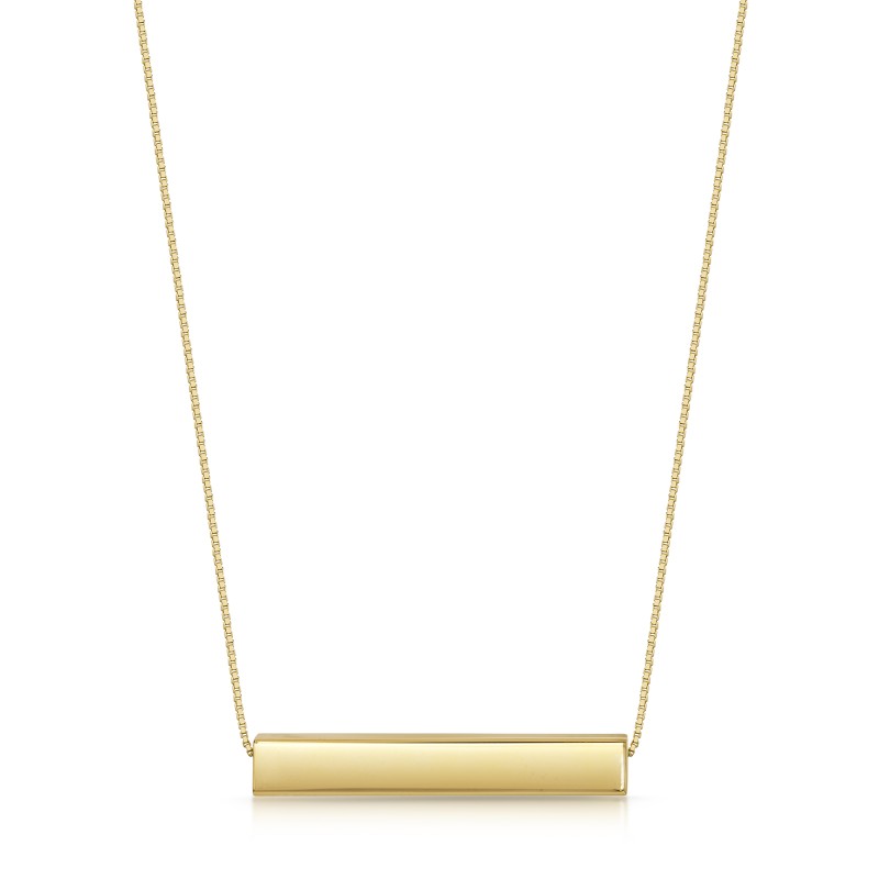 9ct Yellow Gold Horizontal Rectangular Bar Adjustable Necklace