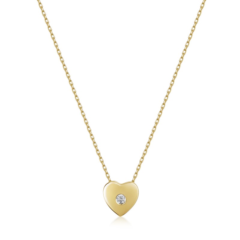 9ct Yellow Gold Cubic Zirconia Slider Heart Adjustable Necklace
