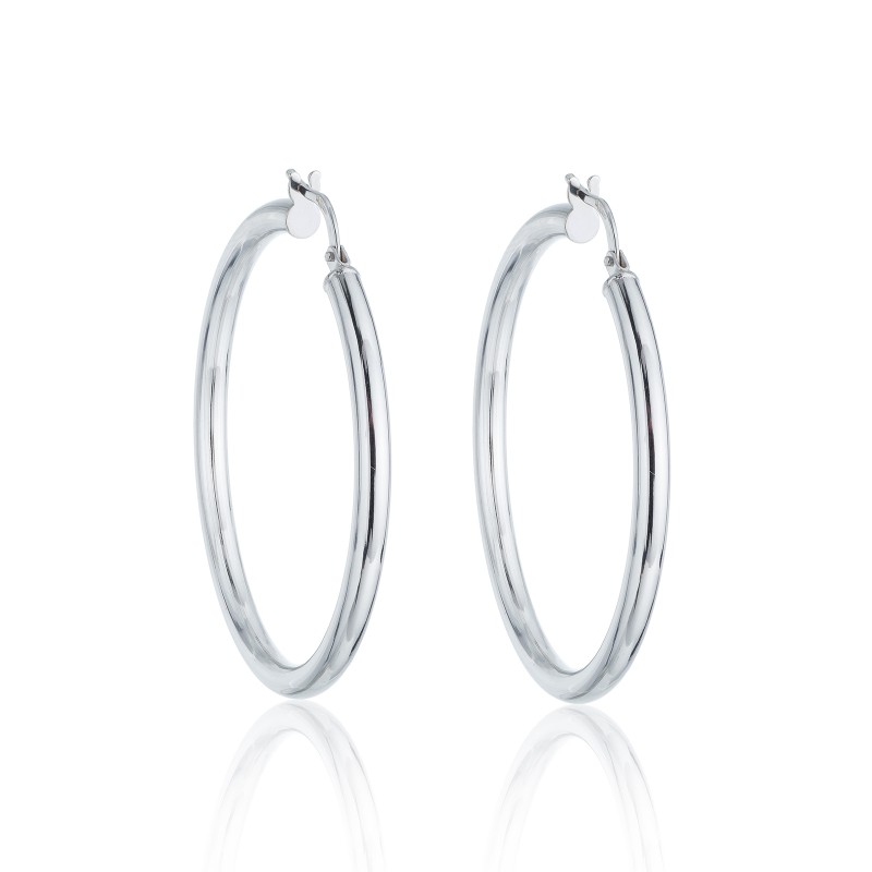 9ct White Gold Large Hoop Earrings