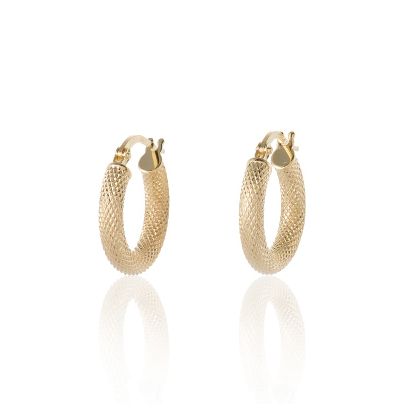9ct Yellow Gold Diamond Cut Hoop Earrings