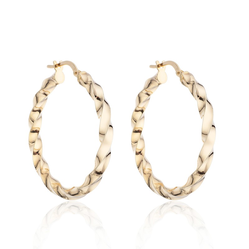 9ct Yellow Gold Twist Hoop Earrings