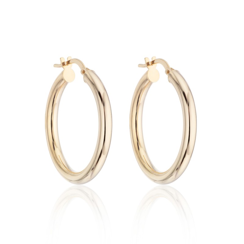 9ct Yellow Gold Plain Tubular Hoop Earrings