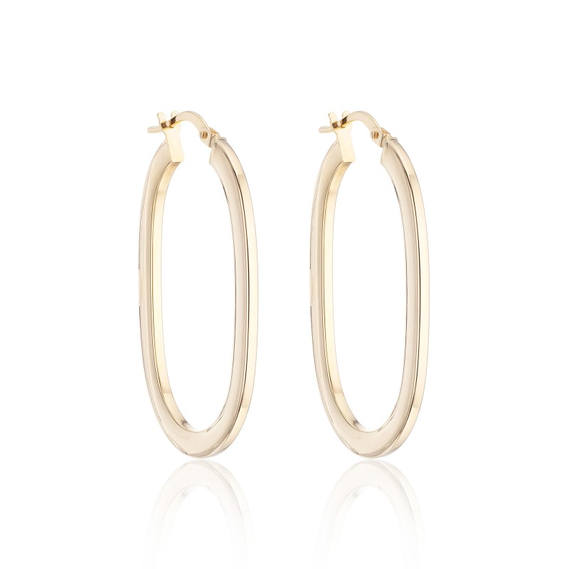 9ct Yellow Gold Oval Hoop Earrings
