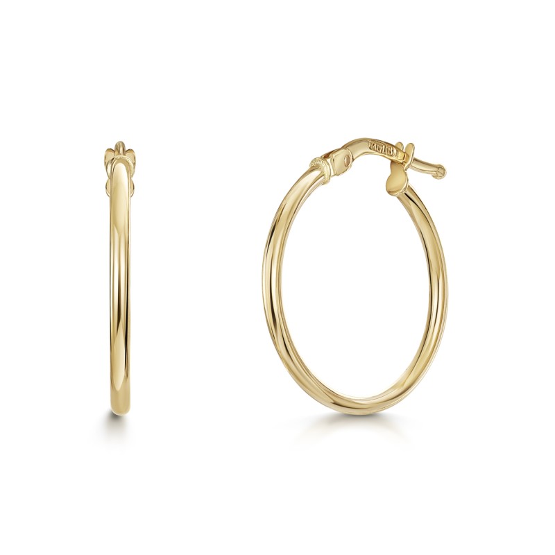9ct Yellow Gold 1.50mm Round Tube Hoop Earrings