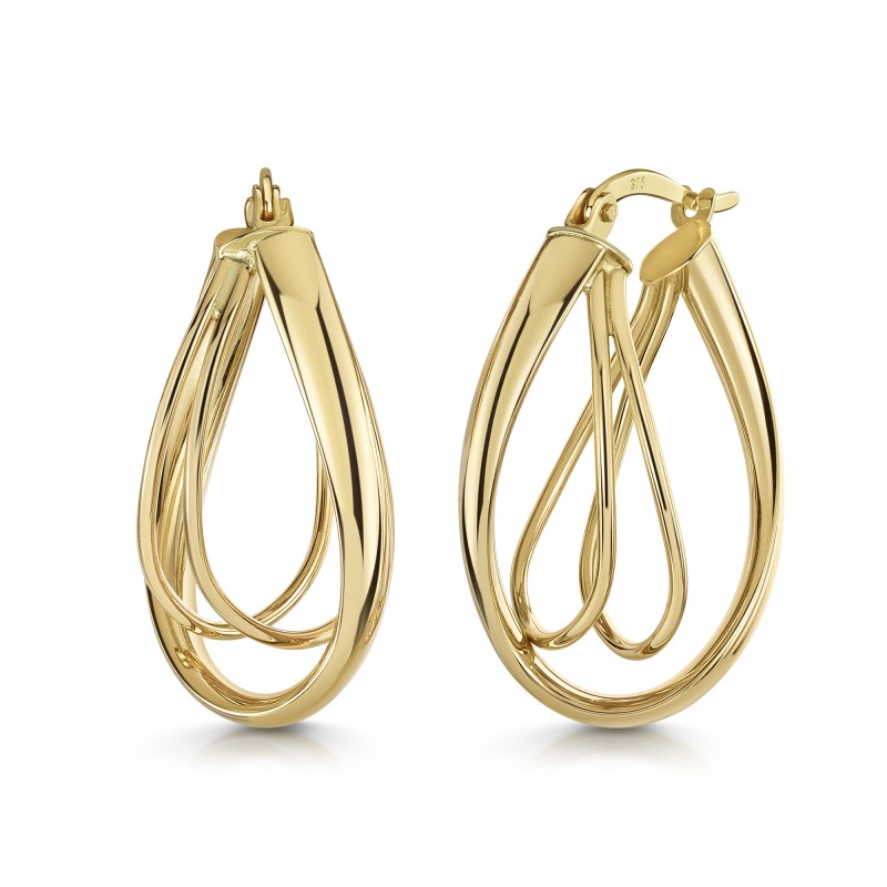 9ct Yellow Gold Twist Hoop Earrings
