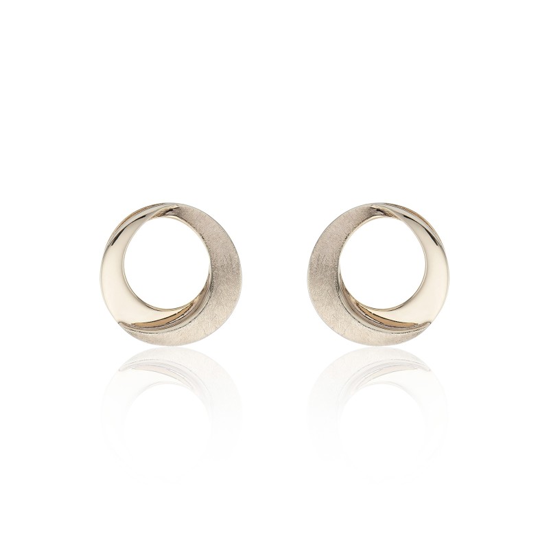 9ct Yellow Gold Brushed Open Circle Stud Earrings