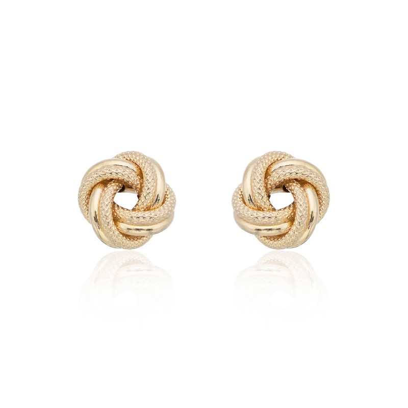 9ct Yellow Gold Textured Knot Stud Earrings