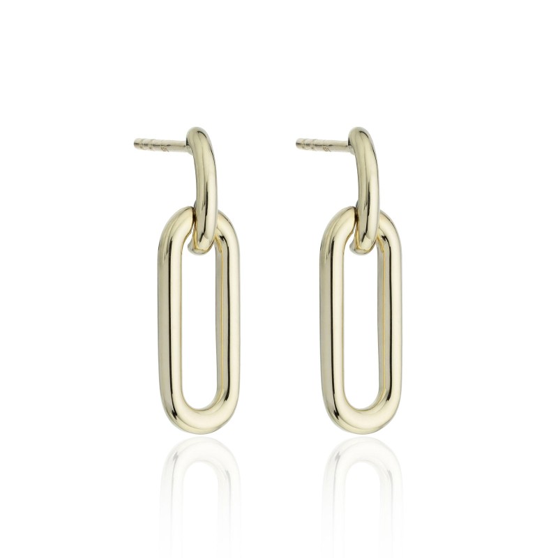9ct Yellow Gold Paperclip Link Style Drop Earrings