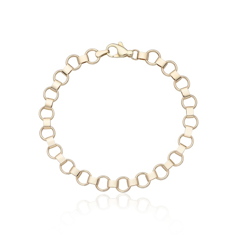 9ct Yellow Gold Flat Rolo Chain Bracelet