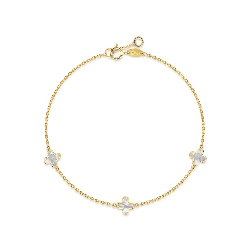 9ct Yellow Gold Mother of Pearl Clover Bracelet