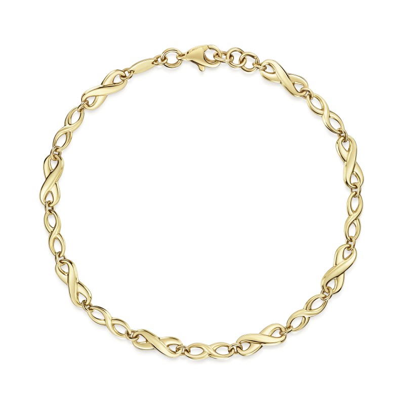 9ct Yellow Gold Infinity Link Bracelet