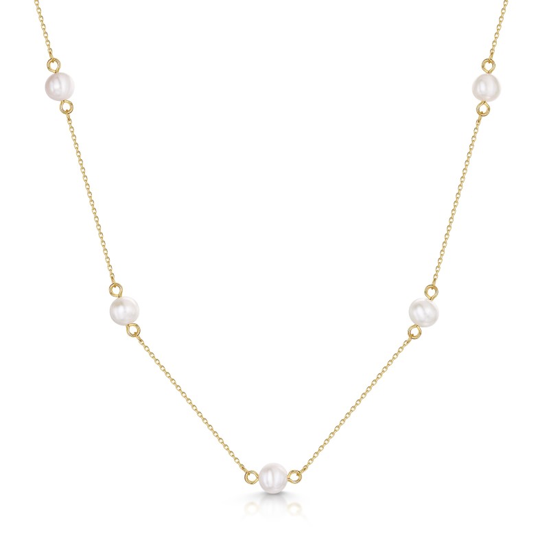 9ct Yellow Gold 6mm Pearl Adjustable Necklet