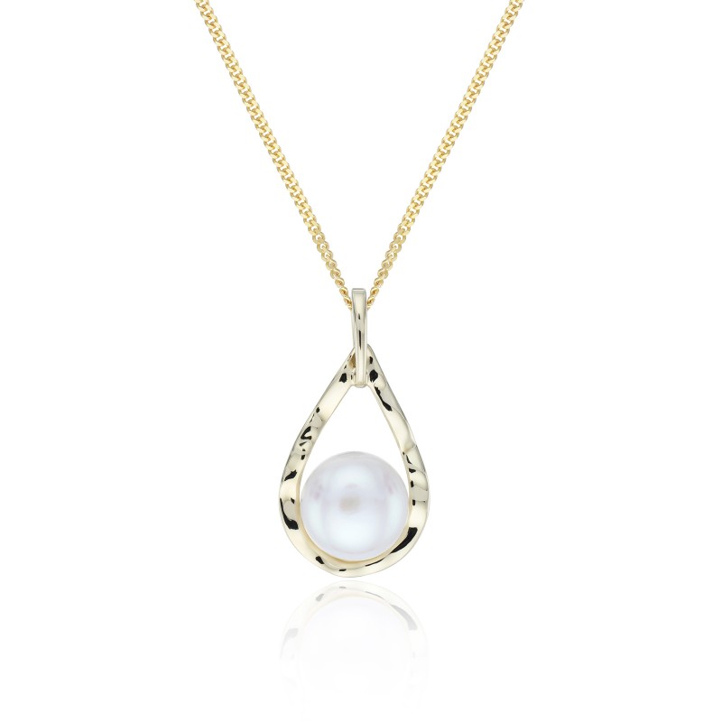 9ct Yellow Gold Pearl Teardrop Pendant