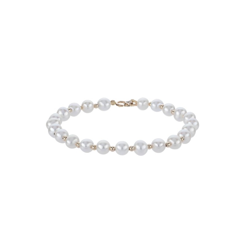 14ct Yellow Gold Bead And Ball Pearl Bracelet
