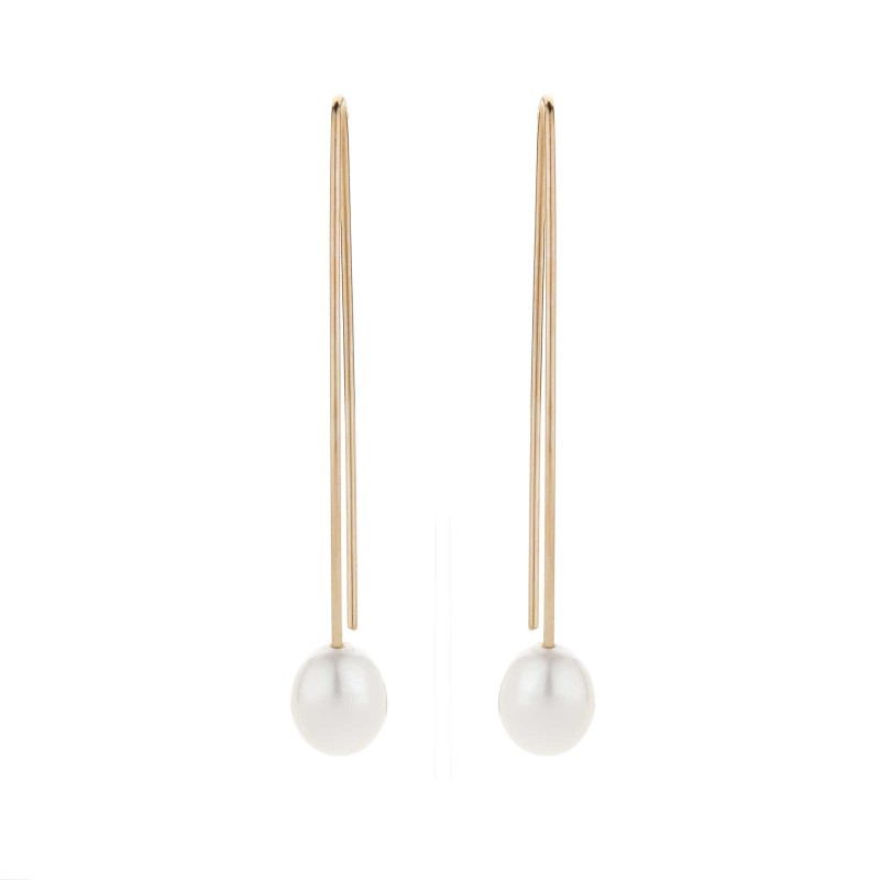 9ct Yellow Gold Freshwater Pearl 7-7.5mm Drop Earrings