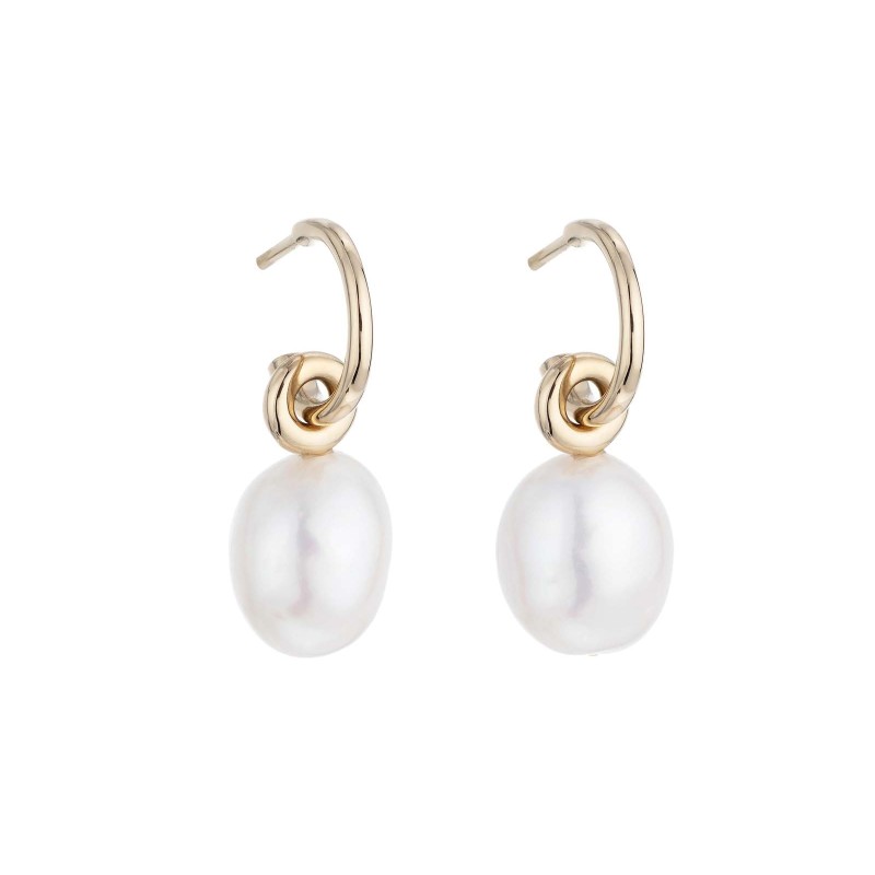 14ct Yellow Plated Silver Pearl Drop Earrings