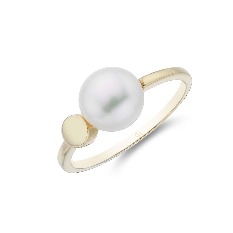 9ct Yellow Gold Bouton Pearl Ring