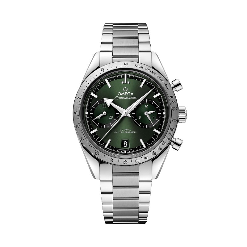 Omega Speedmaster 57 Mens Watch O33210415110001 Green Dial Steel Bracelet