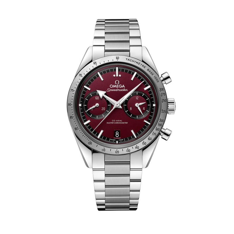 Omega Speedmaster 57 Mens Watch O33210415111001  Red Dial Steel Bracelet