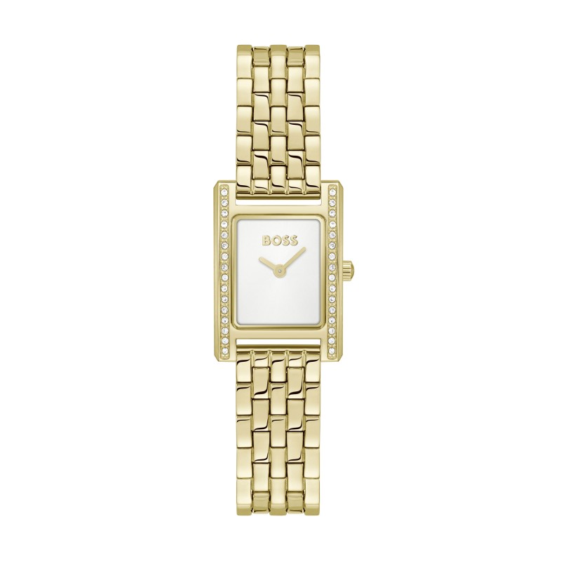 BOSS Lucy Precious Gold Tone Crystal Rectangle Ladies Watch 1502815