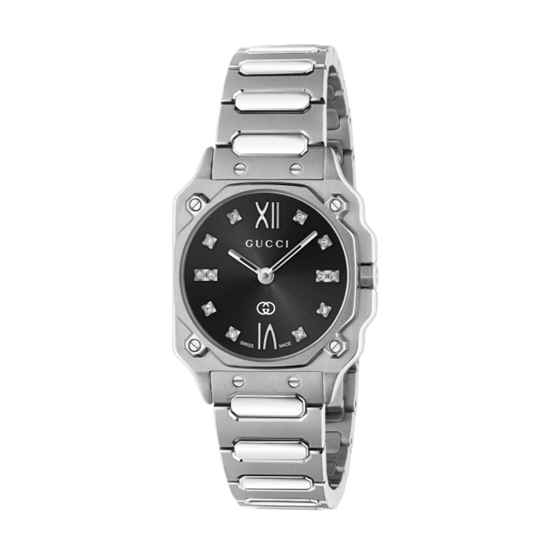 Gucci G-Flat 24mm Diamond Set Watch YA166507