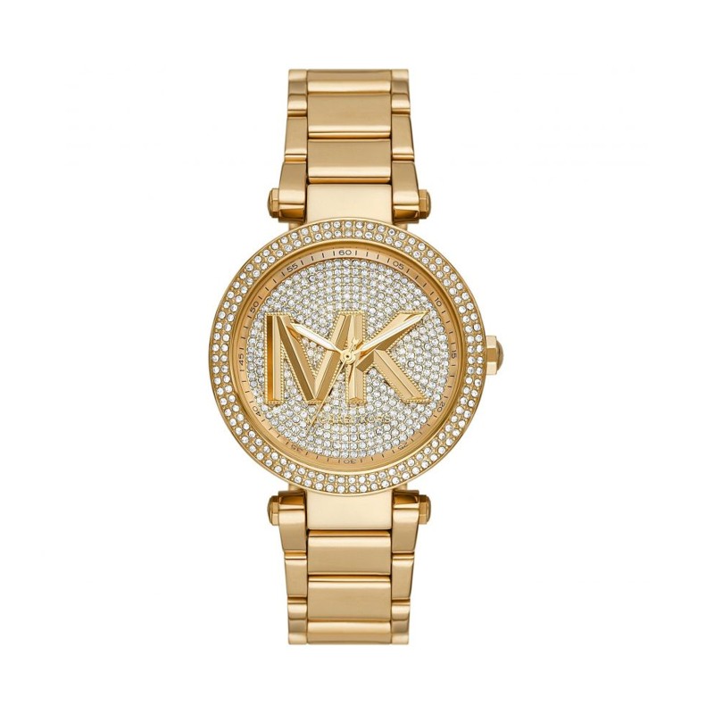 Michael Kors Parker Womens Watch MK7283 Stone Set Dial Yellow Gold Tone Bracelet