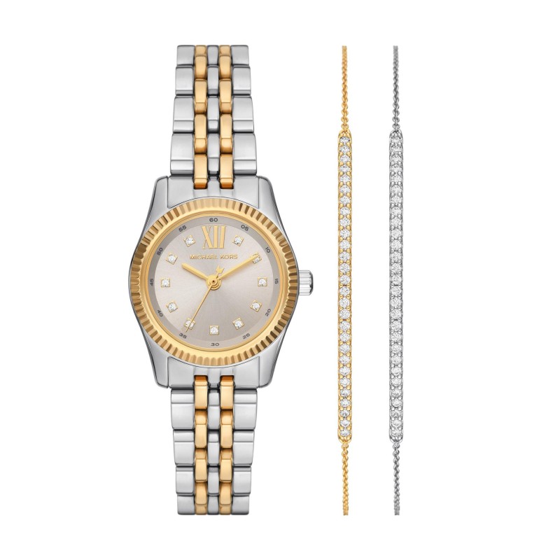 Michael Kors Lexington Pavé Two-Tone 26mm Watch and Slider Bracelet Gift Set MK4815SET