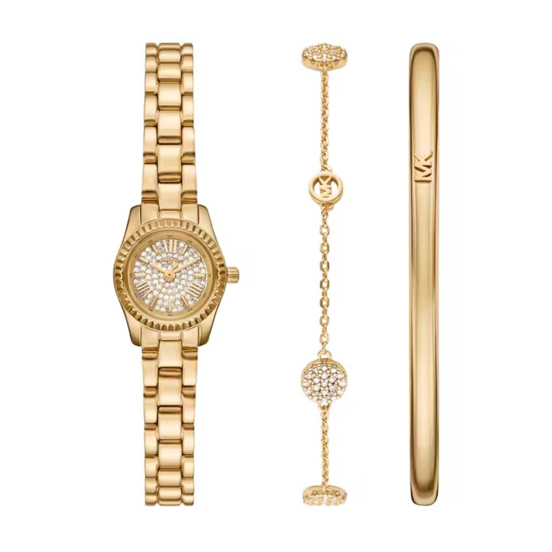 Michael Kors Petite Lexington Pavé Gold-Tone Watch and Jewellery Gift Set MK4944SET