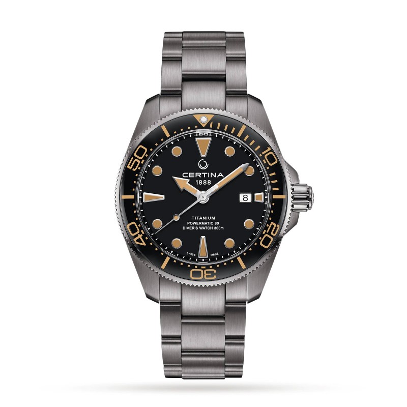 Certina DS Action Diver Mens Watch CO032.607.44.051.00 Black Dial Titanium Bracelet