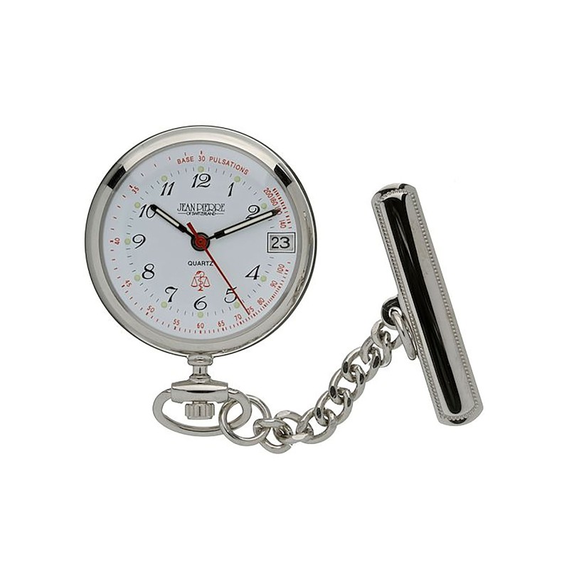Jean Pierre Chrome Plated Nurses Calendar Quartz Fob Watch L554C