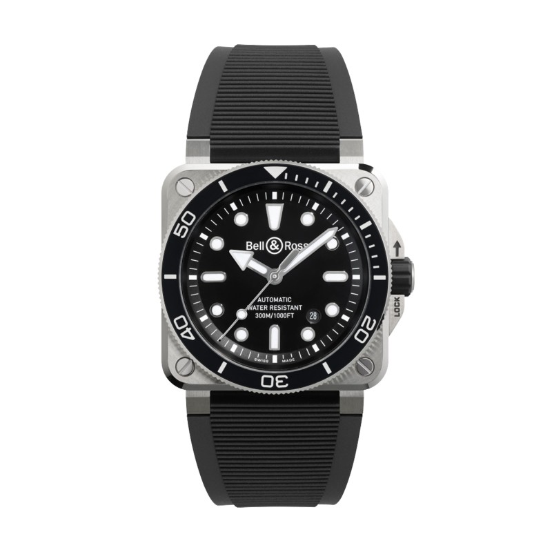 Bell & Ross BR-03 Diver Black Steel 42mm Watch BR03A-D-BL-ST-SRB