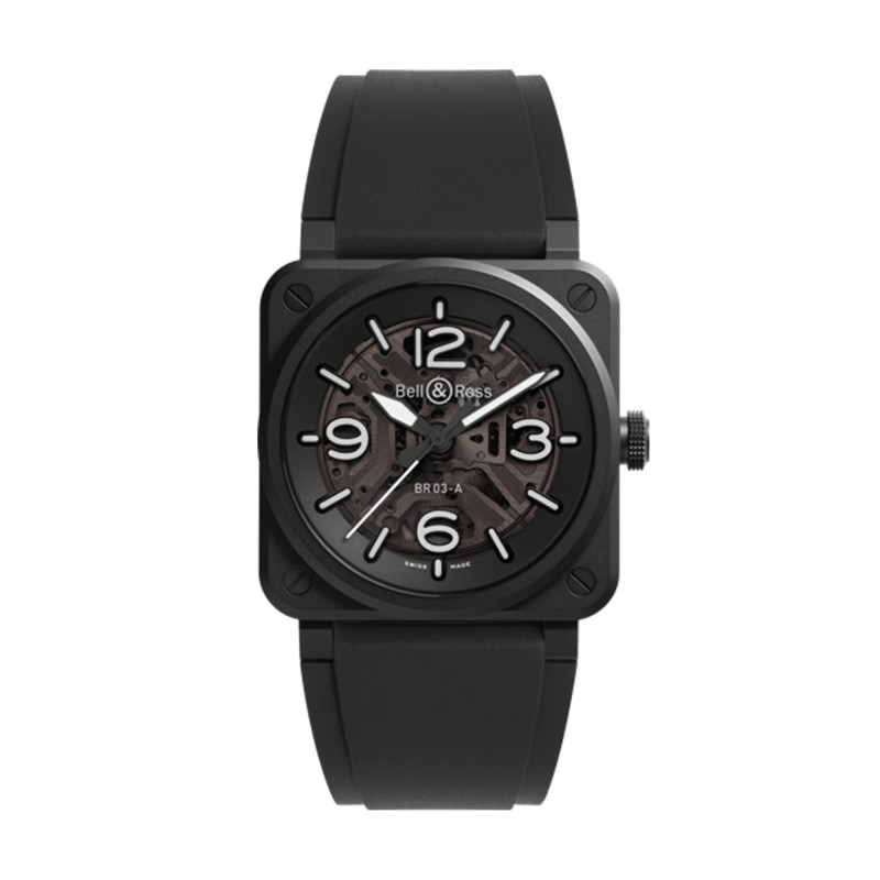 Bell & Ross BR-03 Skeleton Black Ceramic 41mm Watch BR03-BL-SKCE/SRB