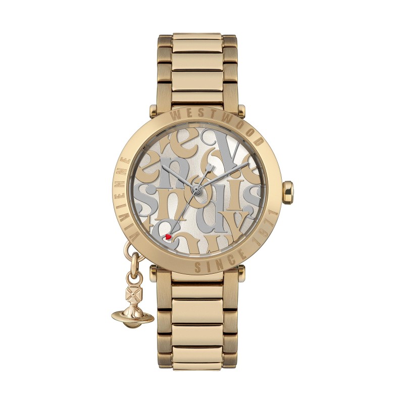 Vivienne Westwood Orb Logomania Quartz 32mm Yellow Gold Tone Ladies Watch VV315LWGGD