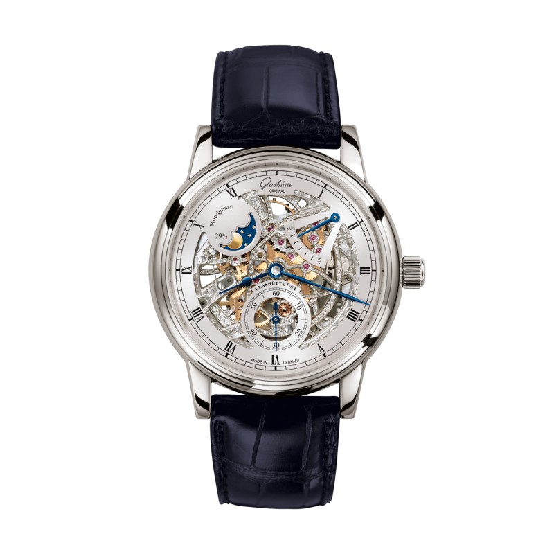 Glashutte Original Senator Moon Phase Skeletonized Mens Watch 1-49-13-15-04-30