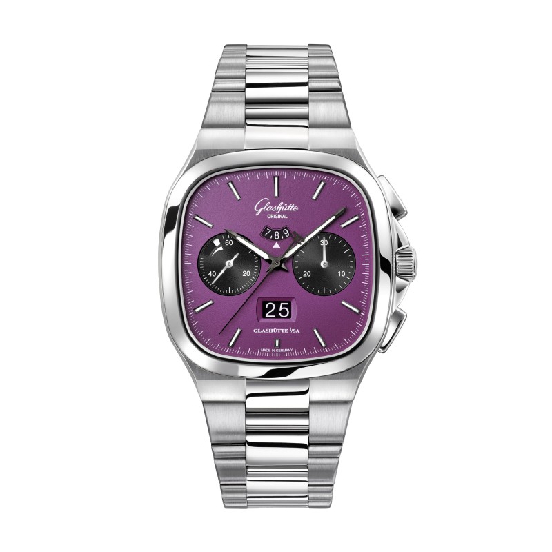 Glashütte Original Seventies Plasma Chronograph Panorama Date Watch 1-37-02-20-02-70