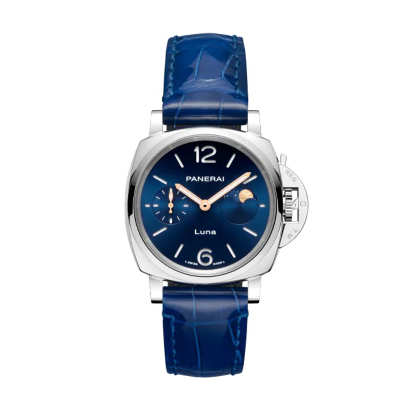 Panerai Luminor Due Luna Moon Phase Blue Dial 38mm Ladies Watch PAM01179