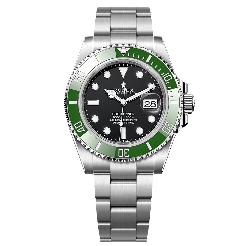 Pre-owned Rolex Submariner 126610LV Steel Black and Green