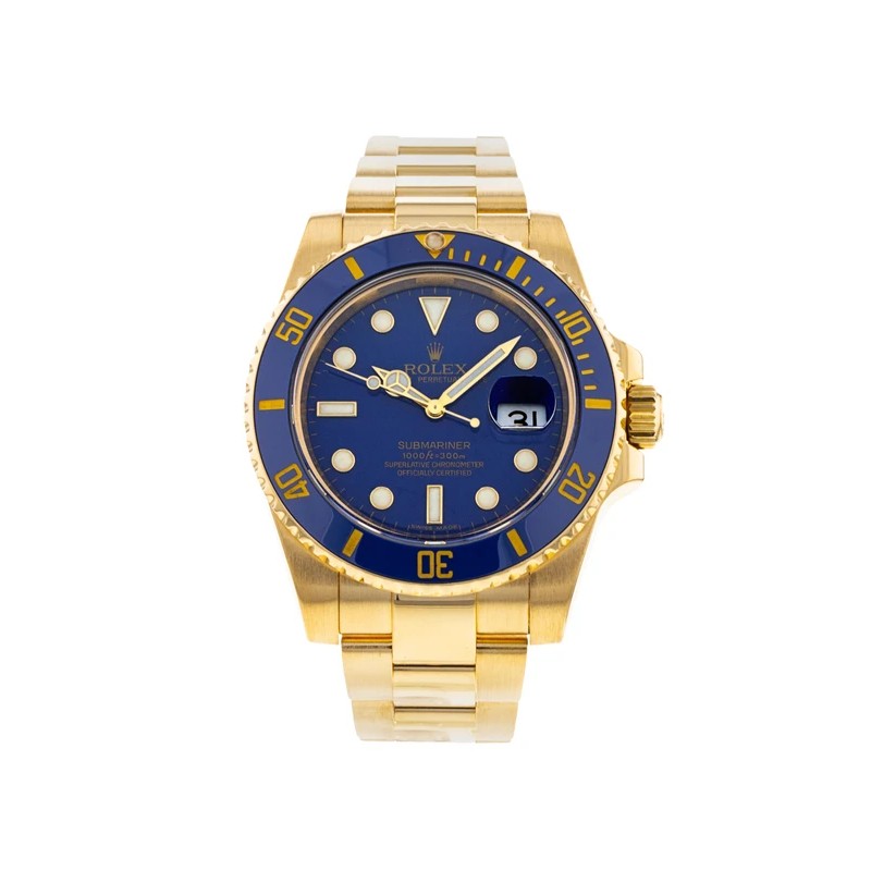 Pre-owned Rolex Submariner Date 40mm Watch 116618LB Gold Blue