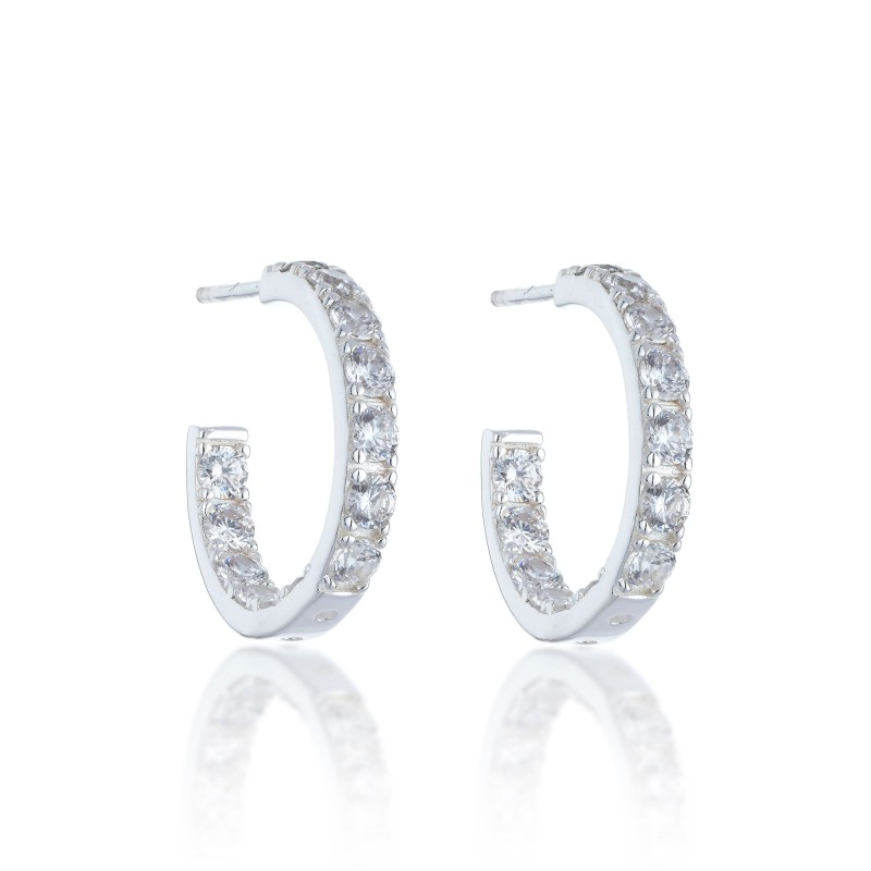 Silver Cubic Zirconia Hoop Earrings