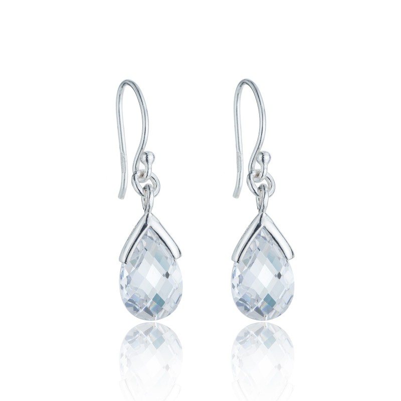 Sterling Silver Cubic Zirconia Teardrop Earrings