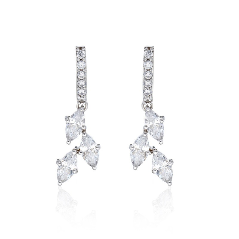 Silver Marquise Cubic Zirconia Drop Earrings