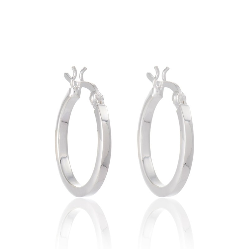 Silver Medium Flat Hoops