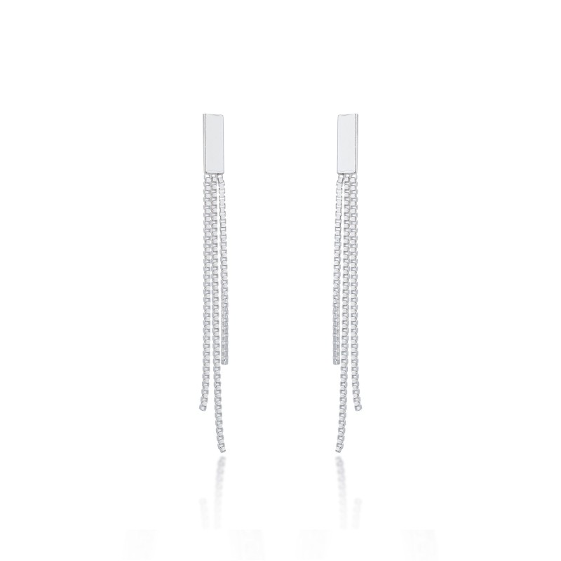 Silver Tassel Drop Earrings