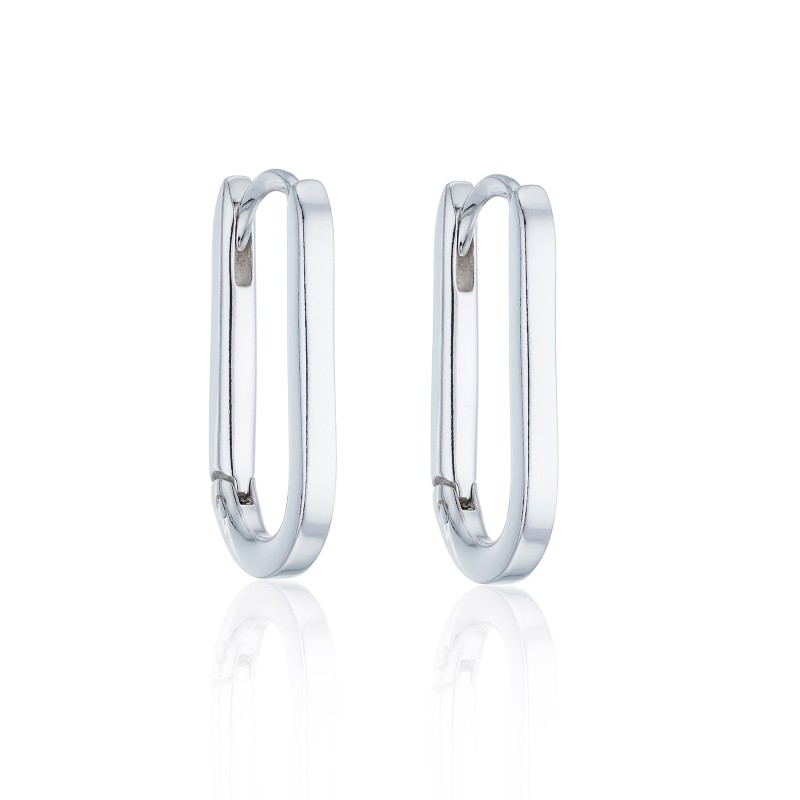 Silver Rectangular Hoop Earrings