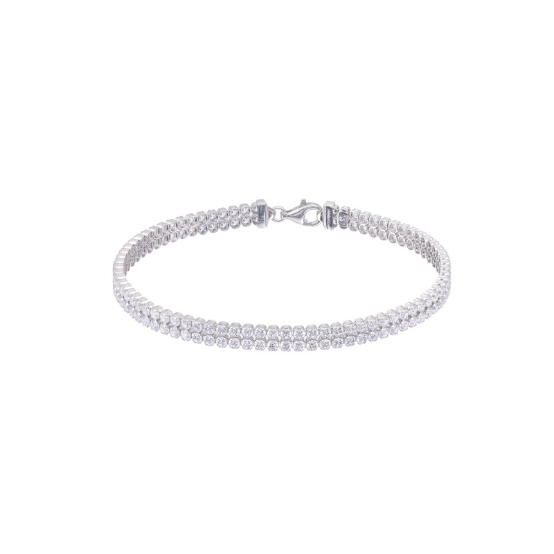 Silver Cubic Zirconia Double Row Tennis Bracelet