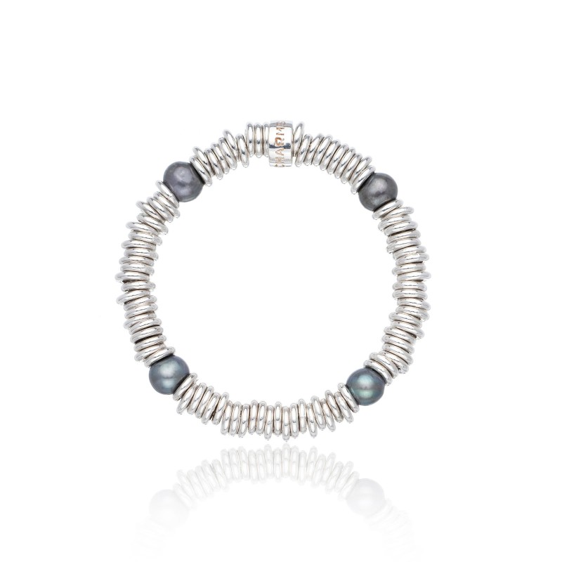 Silver Grey Pearl and Multi Link Bracelet