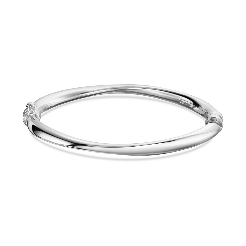 Silver Abstract Twist Bangle